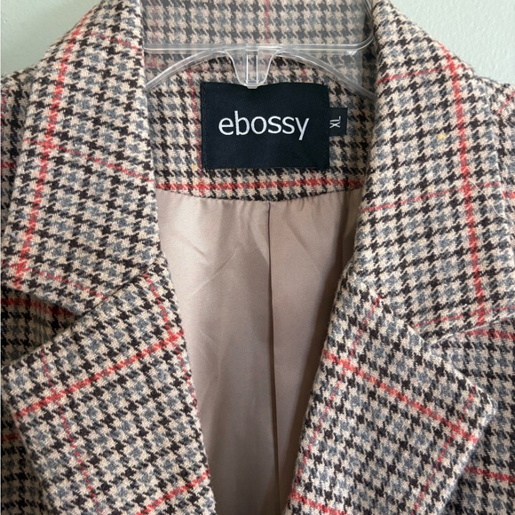 Ebossy Brown Plaid Tailored Blazer with Elbow Patches - Picture 3 of 12